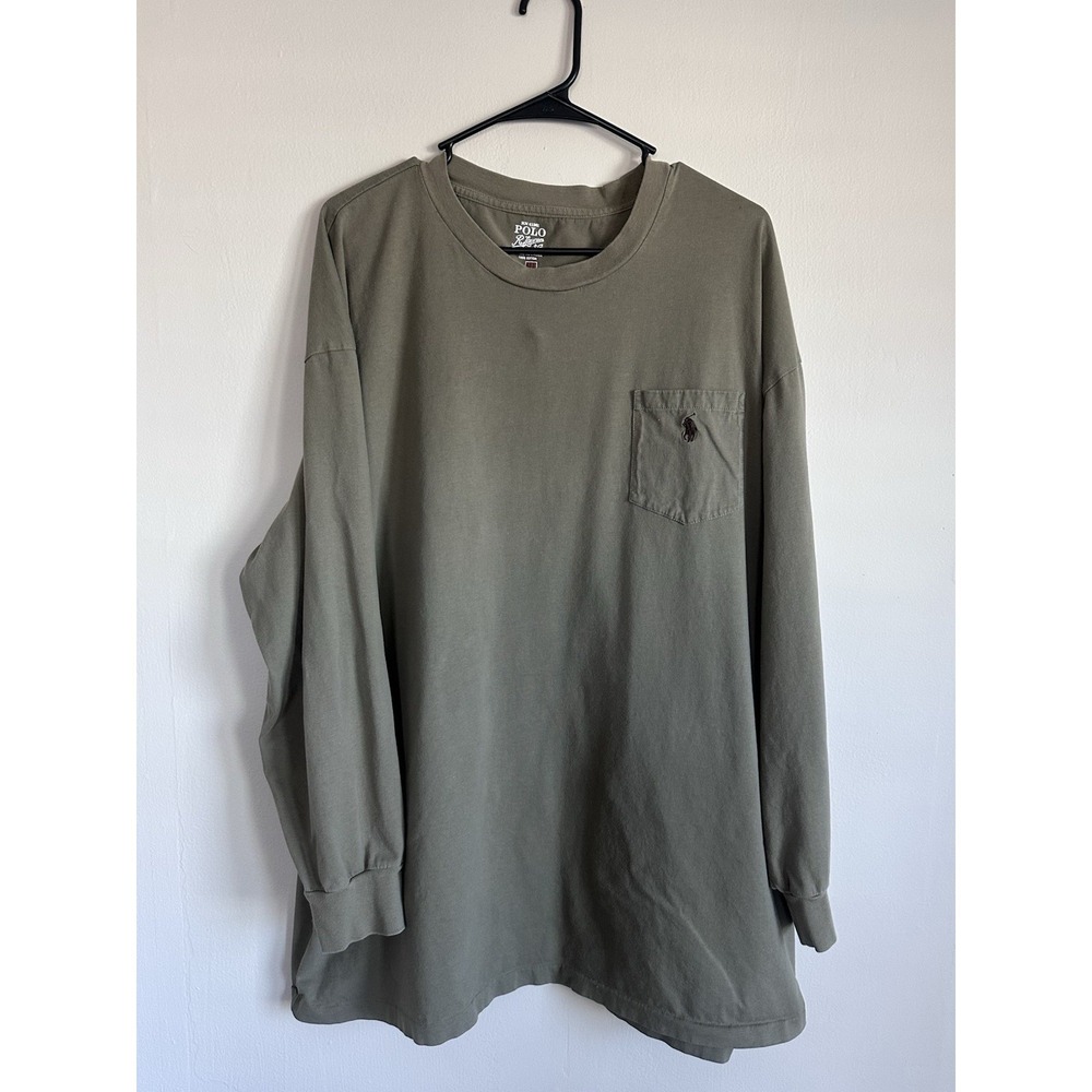Polo Ralph Lauren Shirt Mens 3X/3XB Brown Long Sleeve Pocket Pony Tee Big & Tall